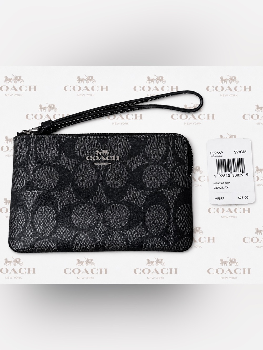 Coach. 4 Piece: Maggie Op Art Shoulder Bag with Free Watch, Wristlet & Dust Bag. - Picture 13 of 16